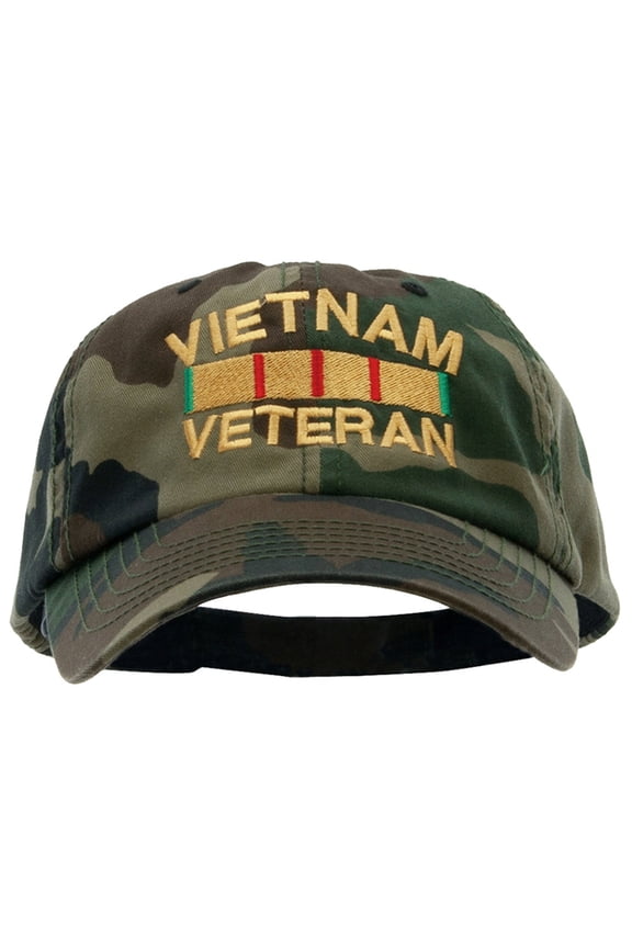 Vietnam Veteran Embroidered Enzyme Washed Cap - Camo OSFM