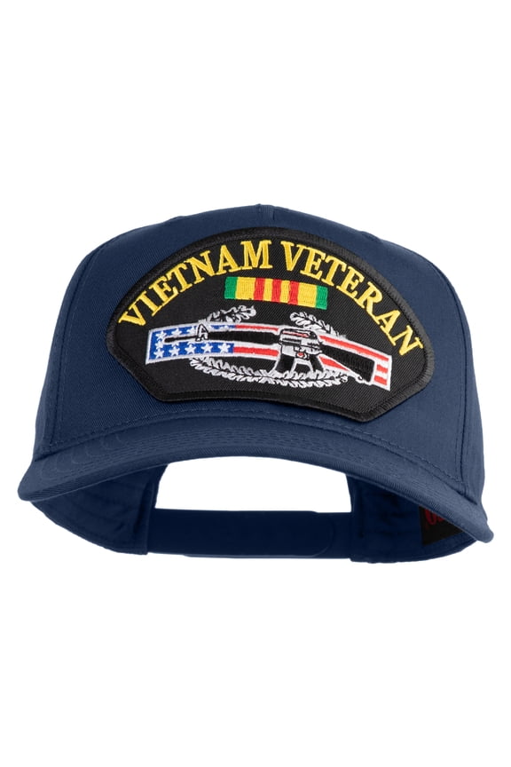Vietnam Veteran Gun Patched Solid Cotton Twill 5 Panel Prostyle Snap Cap - Navy OSFM