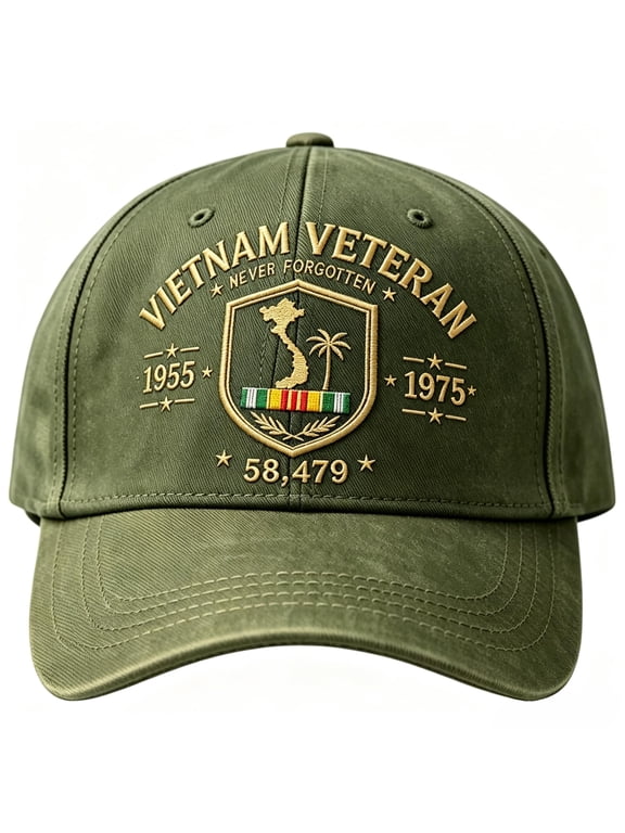 Vietnam Veteran Hats for Men Women, Never Forgotten Baseball Cap, Vietnam Vet American Flag 1955–1975 Commemorative Caps