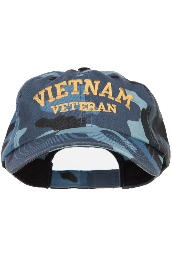 Vietnam Veteran Letters Embroidered Enzyme Camo Cap - Sky OSFM
