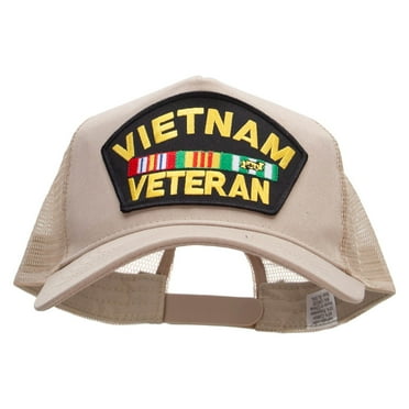 Vietnam Veteran Patched New Big Size Trucker Mesh Cap - Khaki XL-3XL