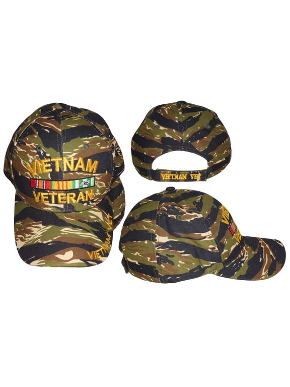 Vietnam Veteran Ribbon Woodland Camouflage Acrylic Embroidered Hat Cap Licensed