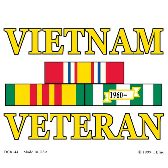 Vietnam Veteran Service Ribbon Car Decal 2-3/8 by 4-3/4 Inches