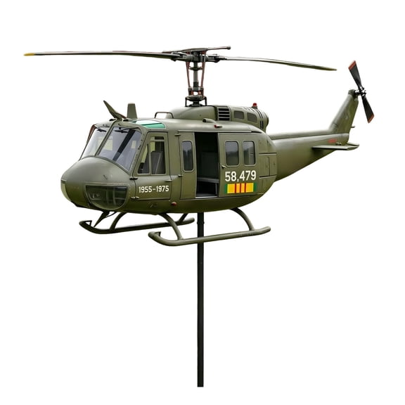 Vietnam Veteran UH-1 Helicopter Wind Spinner, Rotating Outdoor Wind Art for Memorial Spaces, Lawn, Patio, Garden & Vet Present
