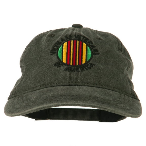 Vietnam Veterans Badge Embroidered Washed Cap - Black OSFM