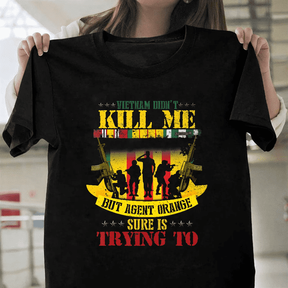 Vietnam Veterans Day Orange Agent Victims Retired Unisex T-Shirt, up to size 3XL.