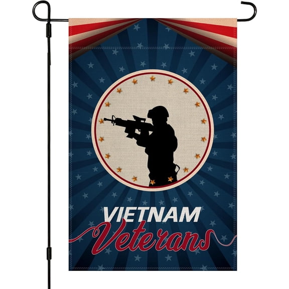 Vietnam Veterans Garden Flag Double-Sided Burlap Patriotic Military Banner 12 x 18 In Fade Resistant Vivid Colors