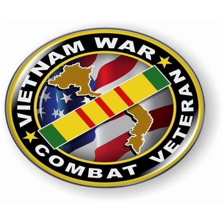 Vietnam War Combat Veteran 3D Domed CAR Emblem Badge Sticker Round Flexible Round