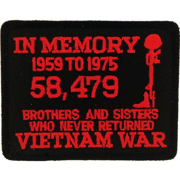 Eagle Emblems PM0696 Patch - Vietnam, In Memory - Red & Black - 3.5 x 2.5 in.