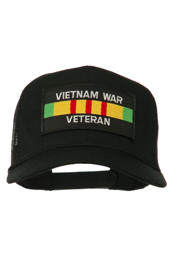 Vietnam War Veteran Patched Mesh Cap - Black OSFM