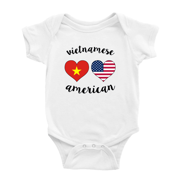 Vietnamese American Flag Two Hearts Baby Clothes For Boy Girl