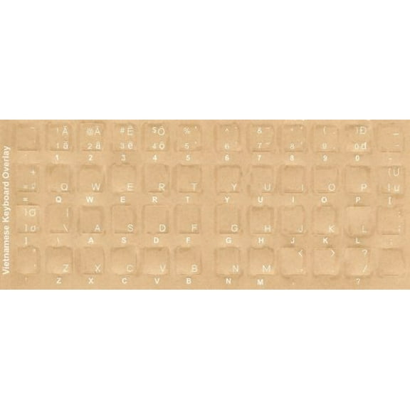 Vietnamese Keyboard Stickers - Labels - Overlays with White Characters for Black Computer Keyboard
