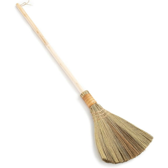 Vietnamese Natural Whisk Broom - Straw Soft Long Handle Broomstick for Cleaning, Decoration, Wedding with 45.28 inch Length