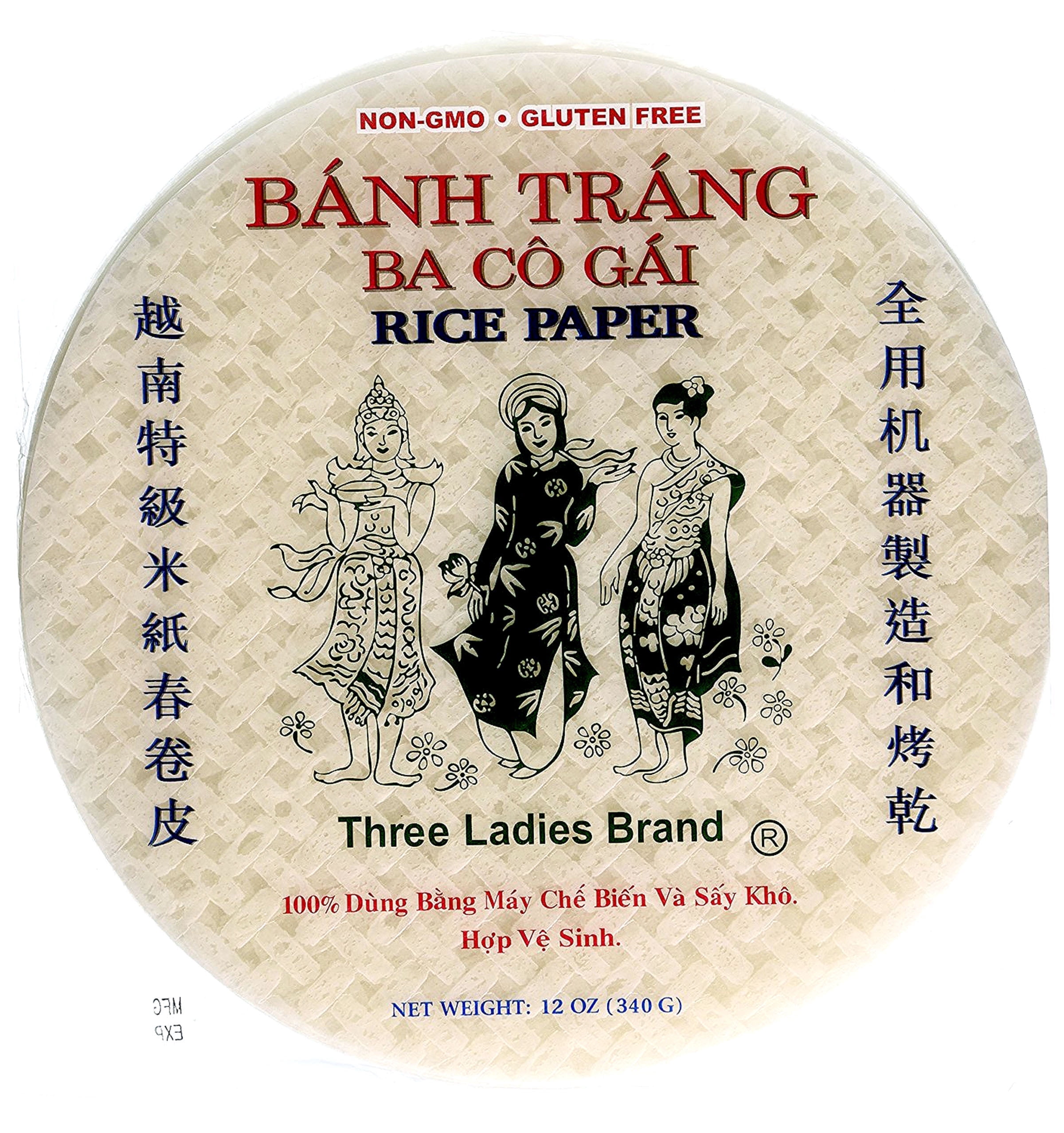 Vietnamese Rice Paper Spring Roll Wrapper by Three Ladies 12 oz. (Pack of 2)