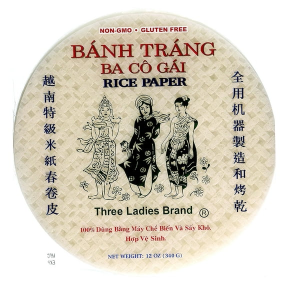Vietnamese Rice Paper Spring Roll Wrapper by Three Ladies 12 oz. (Pack of 2)