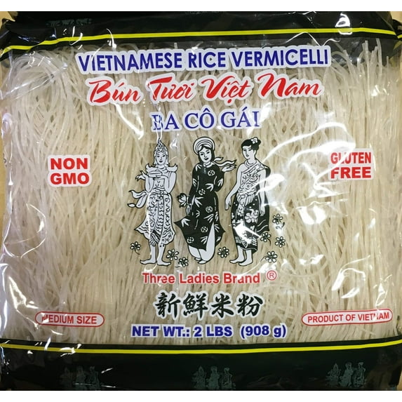 Vietnamese Rice Stick Vermicelli Noodles – Three Ladies Brand, 2 lbs (Pack of 2) | Thin Rice Vermicelli Noodles for Vietnamese Dishes, Soups & Stir-Fry