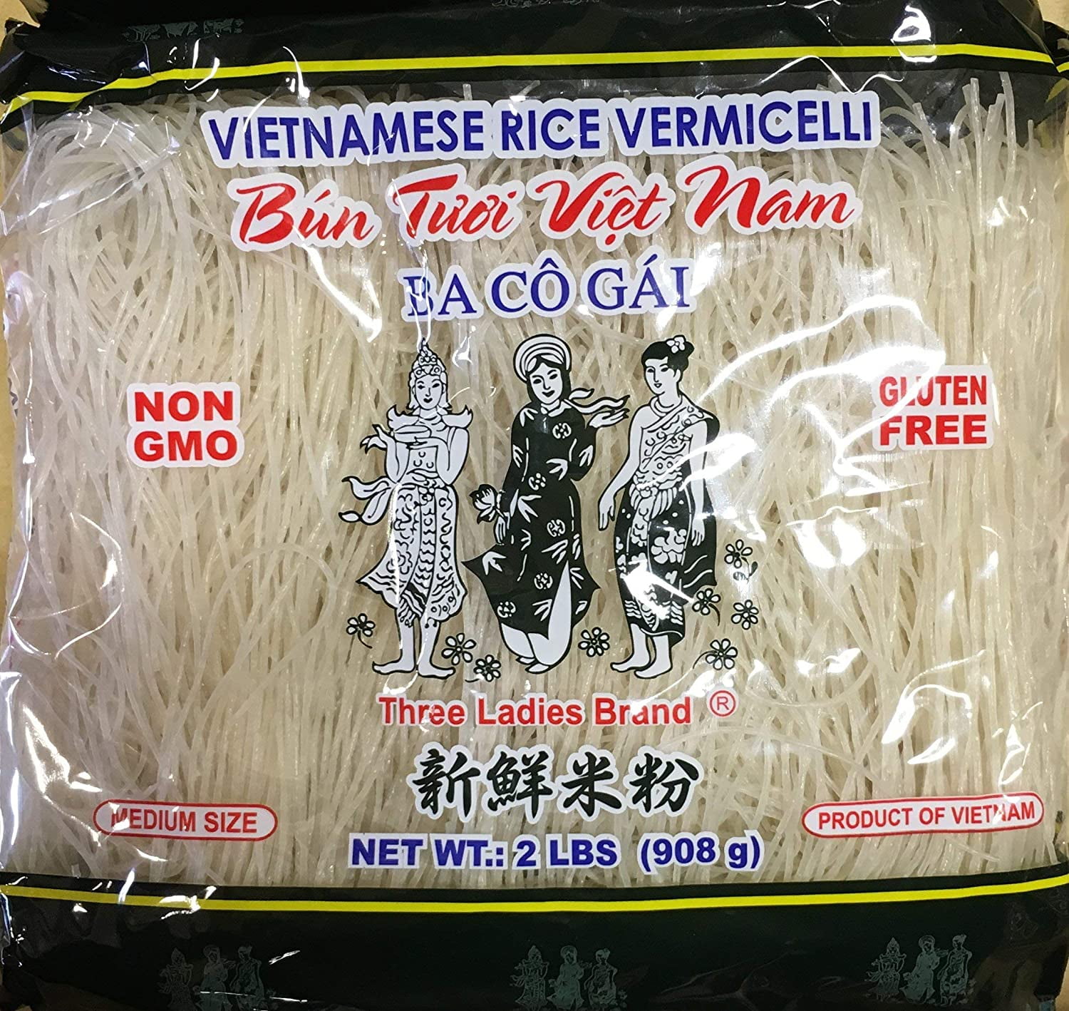 Vietnamese Rice Stick(vermicelli) Three Ladies Brand 2lbs - PACK OF 5