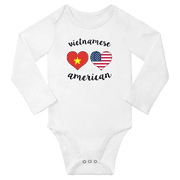 Vietnamese and American Love Heart Baby Long Slevve Bodysuit (White, 3-6 Months)