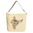 thumbnail image 1 of Vietsbay Map of India Beige Printed Canvas Tote Bag with Leather Strap WAS_29, 1 of 1