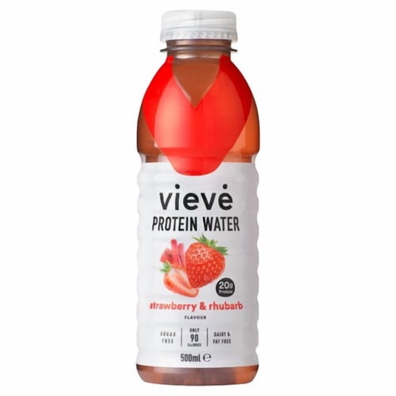 Vieve Protein Water Strawberry & Rhubarb 500ml, British Import (Pack of 6)