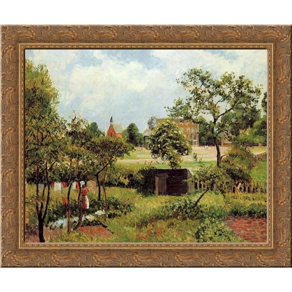 View Across Stamford Brook Common 24x20 Gold Ornate Wood Framed Canvas Art by Pissarro, Camille