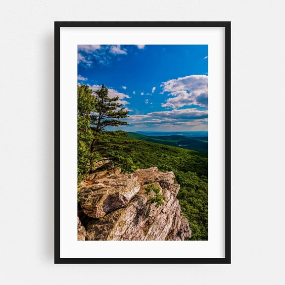 View from Annapolis Rocks Summit - Myersville Maryland Photography Landscape Nature Mountain Scenic Forest Wilderness Summer Black Framed Wall Art Print 20 x 30 inches