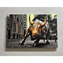 View Art Canvas, New York Landscape Art Canvas, Wall Street Poster, Bull Satue Artwork, Charging Bull Poster, Buffalo Printed, Canvas Wall Decor - Rolled Canvas