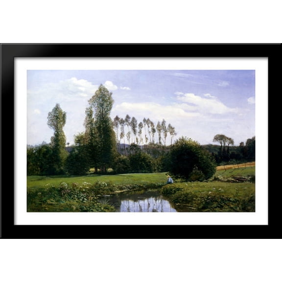 View At Rouelles Le Havre 40x26 Large Black Wood Framed Print Art by Claude Monet