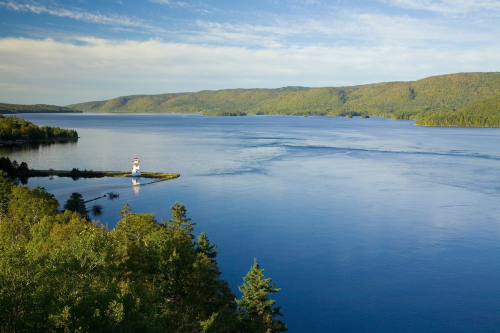 View Of Boulardarie Island From Seal Island Bridge At The Northern Entrance To The Bras Dor Lakes Cape Breton Nova Scotia Canvas Art - John Sylvester Design Pics (34 x 22)