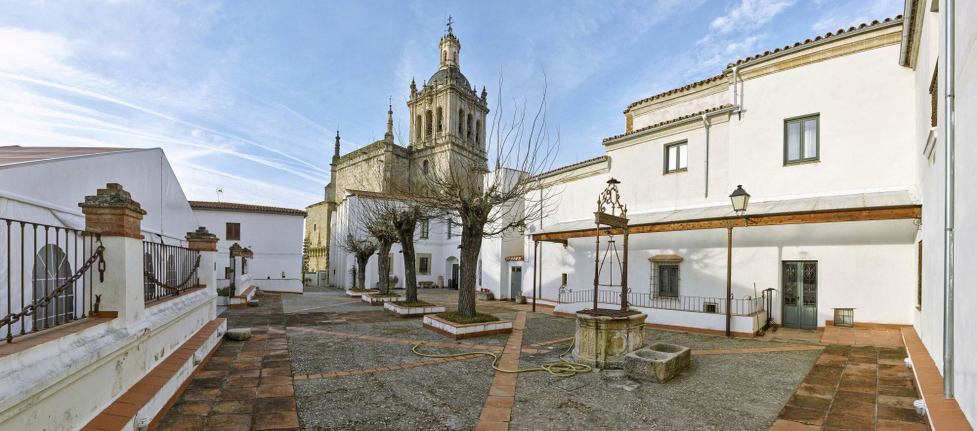 View of Coria Cathedral from Worship Sky Lamppost Coria Cathedral Old Palace Yard Coria Caceres Caceres Province Spain Canvas Art - Panoramic Images (36 x 12)
