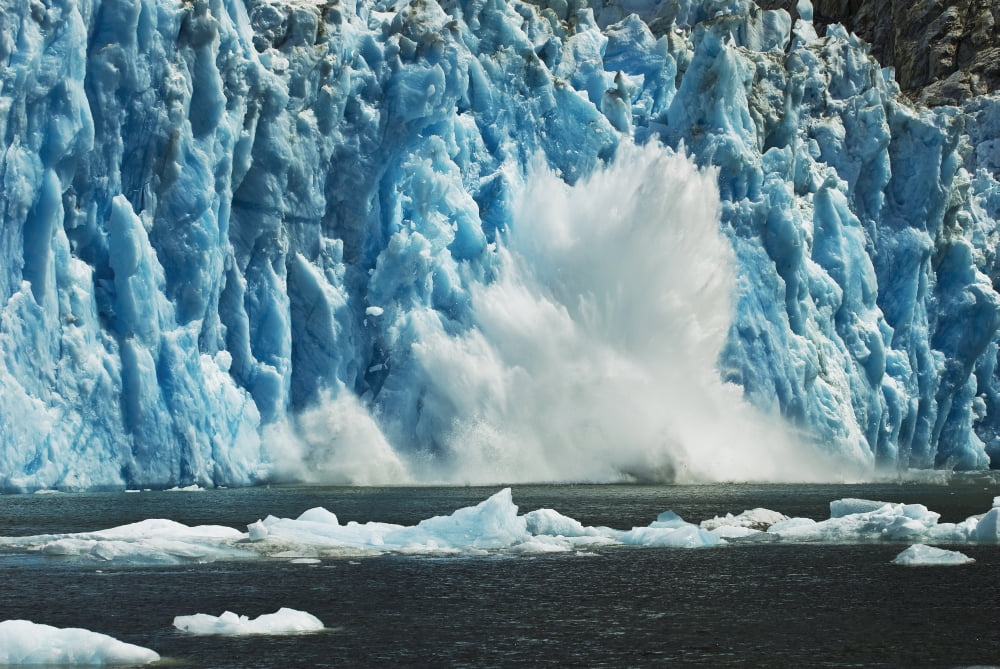 View Of Dawes Glacier Calving Tracy Arm- Fords Terror National Wilderness Endicott Arm Southeast Alaska Summer Canvas Art - Mark Kelley Design Pics (34 x 22)