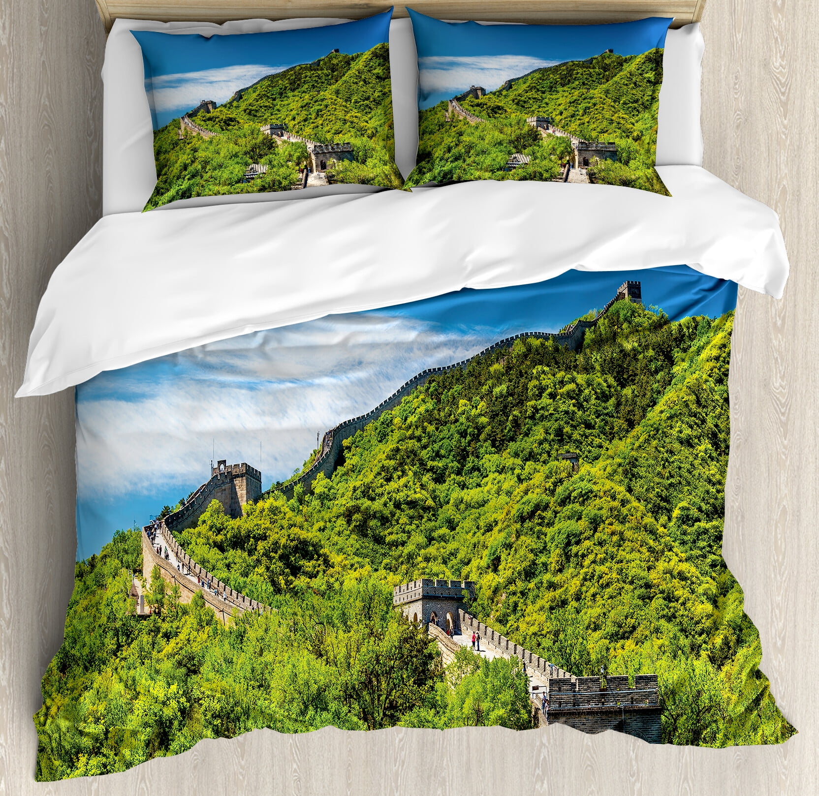 Turquoise Green King Duvet Cover Set with Pillow Shams
