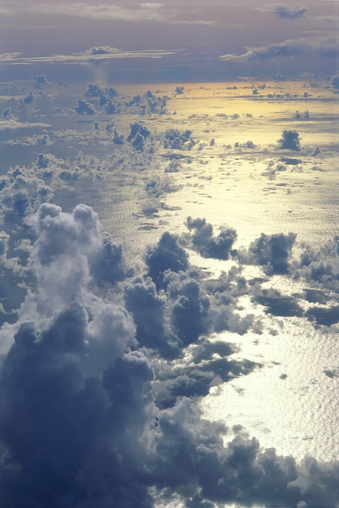 View From Above Clouds Over Ocean Sun Reflections A35G Canvas Art - Ed Robinson Design Pics (12 x 19)