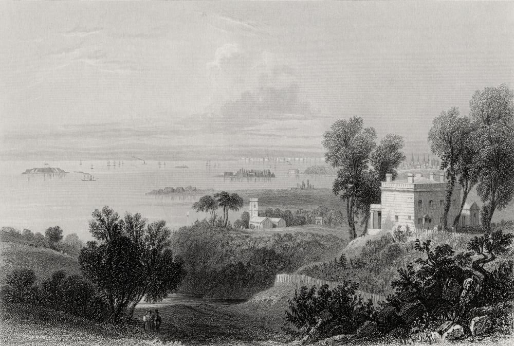 View From Gowanus Heights Brooklyn Usa From A 19Th Print Engraved By H Adlard After W H Bartlett Canvas Art - Ken Welsh  Design Pics (17 x 12)