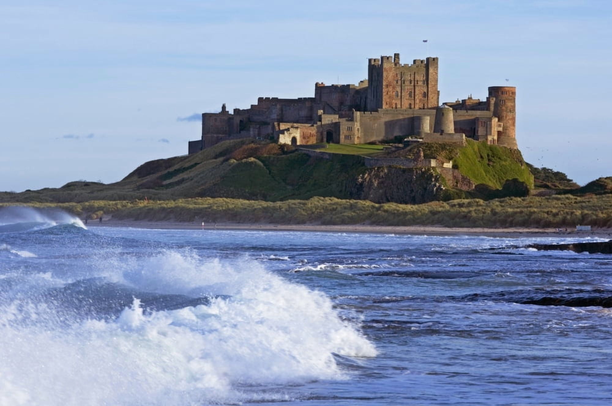 View From Ocean Of Bamburgh Castle Canvas Art - Chris Parker Design Pics (38 x 24)