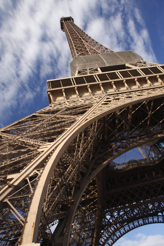 View From Underneath The Eiffel Tower Paris France Canvas Art - Trish Punch Design Pics (12 x 19)