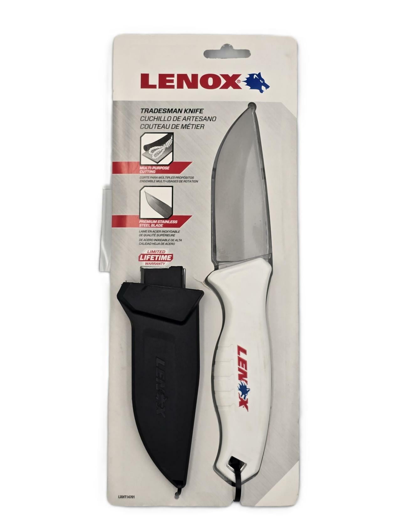 View Larger Lenox® Tradesman™ LXHT14701 Resharpenable Utility Knife, Stainless Steel Blade with Sheath