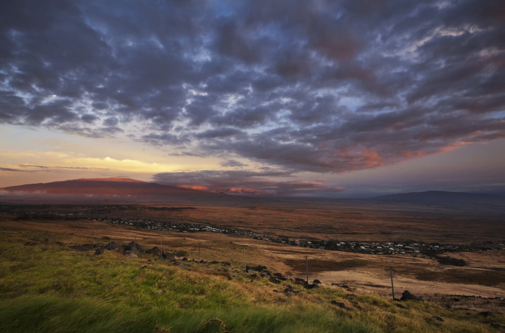 View of Mauna Kea and Hualalai from Kohala Mountain Waimea Island of Hawaii Hawaii United States of America Canvas Art - Charmian Vistaunet Design Pics (19 x 12)