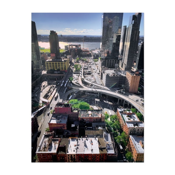 View From Above in Midtown Manhattan - Manhattan New York Photography Cityscape Skyline Architecture Bridge Industrial Unframed Wall Art Print 5 x 7 inches