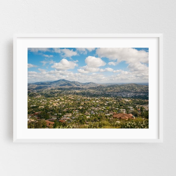 View from Mt. Helix Park, La Mesa 01 - La Mesa California Photography Landscape Mountain Scenic Nature Rural Skyline Cityscape White Framed Wall Art Print 24 x 36 inches