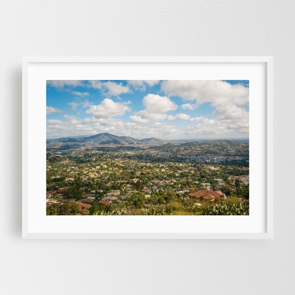 View from Mt. Helix Park, La Mesa 01 - La Mesa California Photography Landscape Mountain Scenic Nature Rural Skyline Cityscape White Framed Wall Art Print 5 x 7 inches