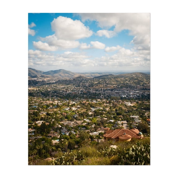 View from Mt. Helix Park, La Mesa - La Mesa California Photography Landscape Scenic Mountain Nature Cityscape Cactus Skyline Unframed Wall Art Print 36 x 48 inches
