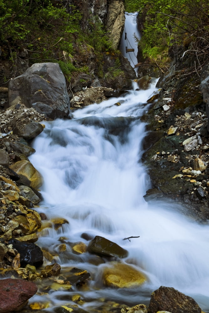 View Of National Creek Fall Above And Behind The Kennecott Mill Town Wrangell St Elias National Park & Preserve Southcentral Alaska Autumn Canvas Art - Sunny Awazuhara- Reed Design Pics (24 x 36)