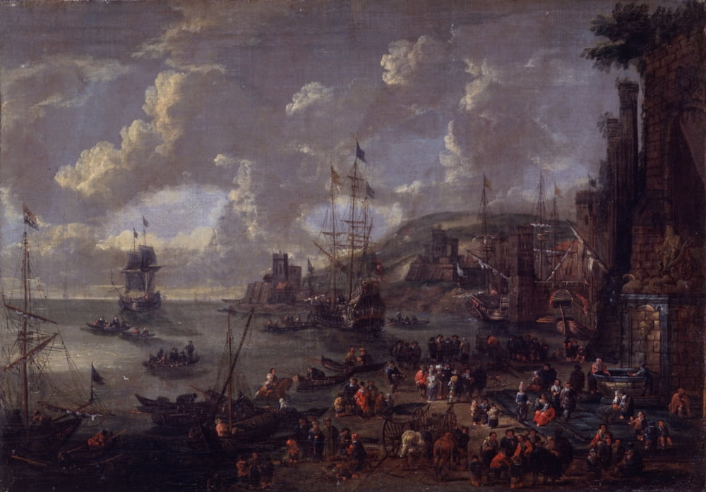 View Of A Harbor Canvas Art -  (24 x 18)