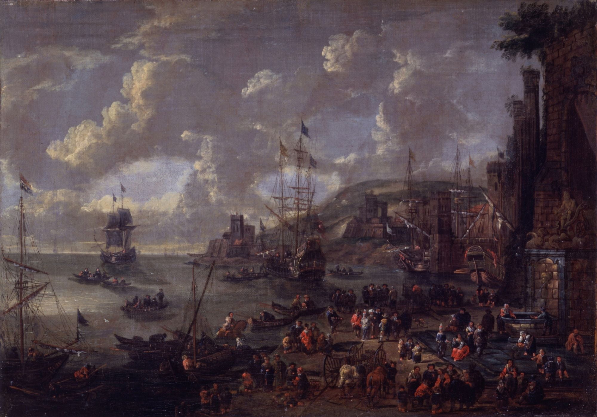View Of A Harbor Canvas Art - (36 x 24)