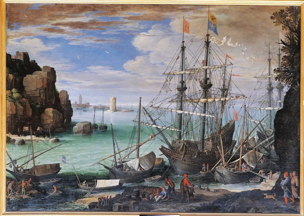 View Of A Port Canvas Art - (36 x 24)