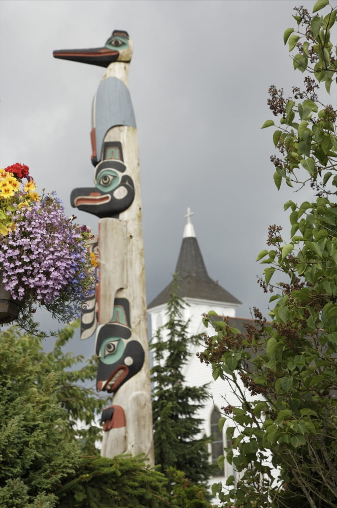 View Of A Totempole In Downtown Ketchikan Alaska Canvas Art - Clark Mishler Design Pics (22 x 34)