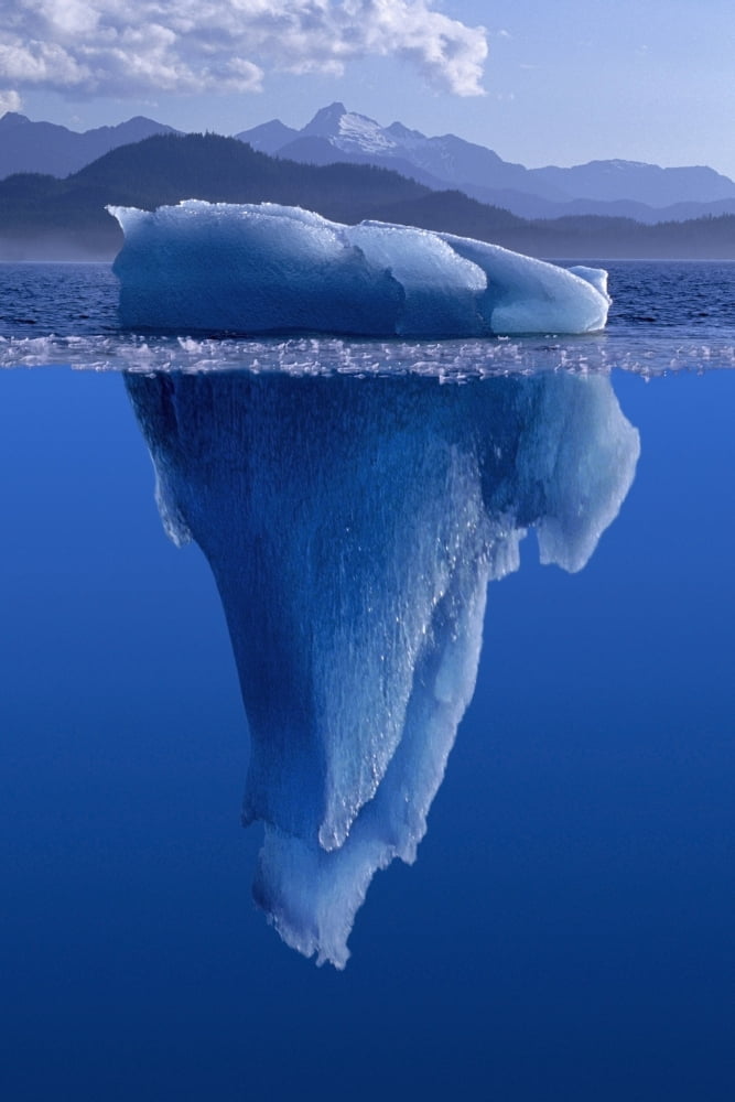 View Of An Iceberg Above And Below The Surface Of The Water Canvas Art - John Hyde Design Pics (24 x 38)