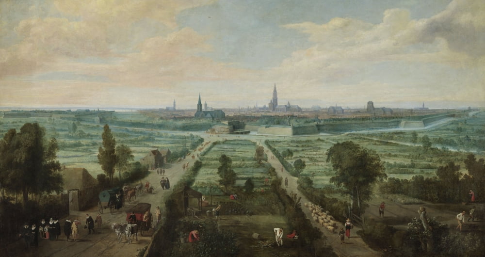 View Of Antwerp Canvas Art - (24 x 18)
