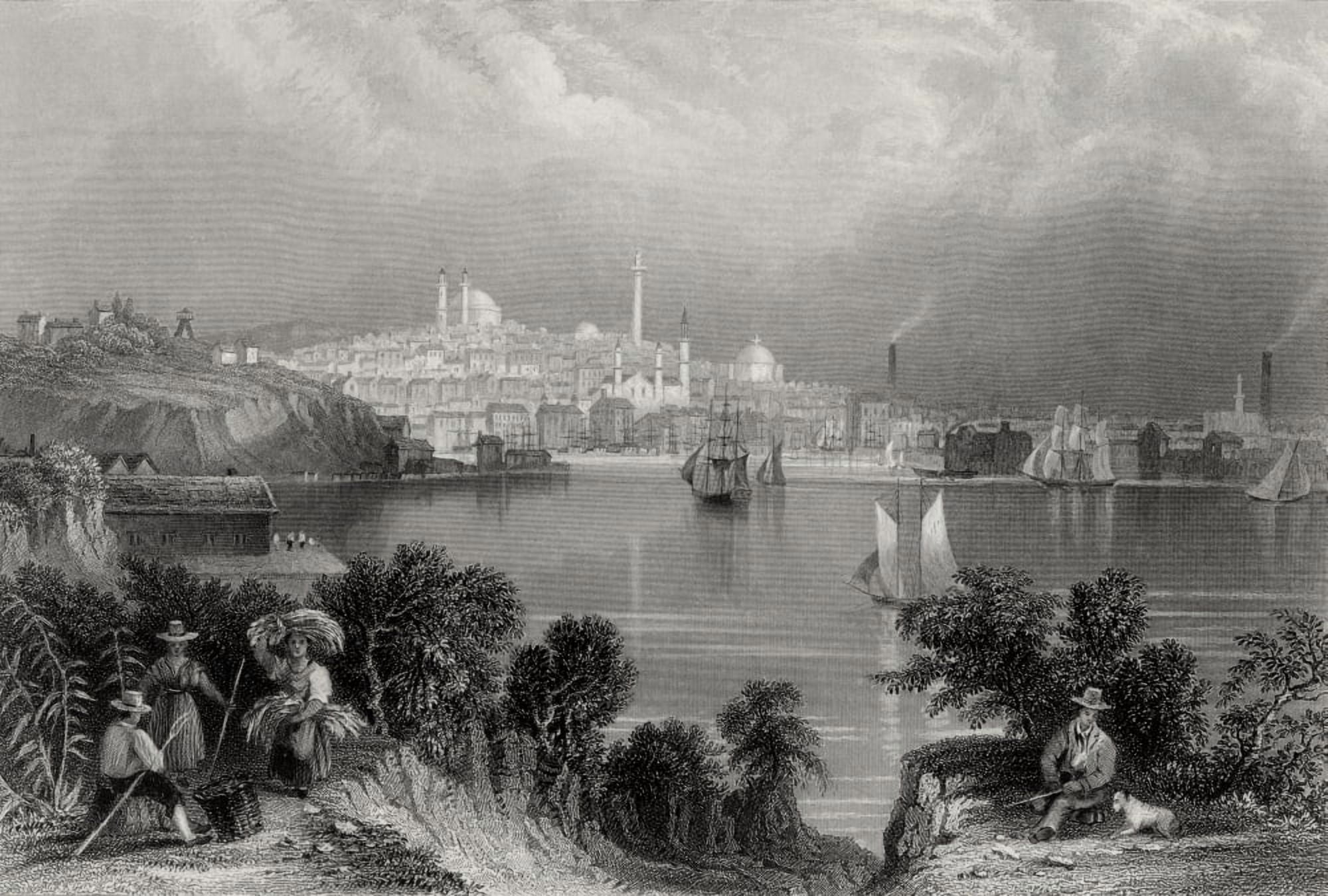 View Of Baltimore Usa From A 19Th Century Print Engraved By S Fisher After W H Bartlett Canvas Art - Ken Welsh Design Pics (34 x 24)